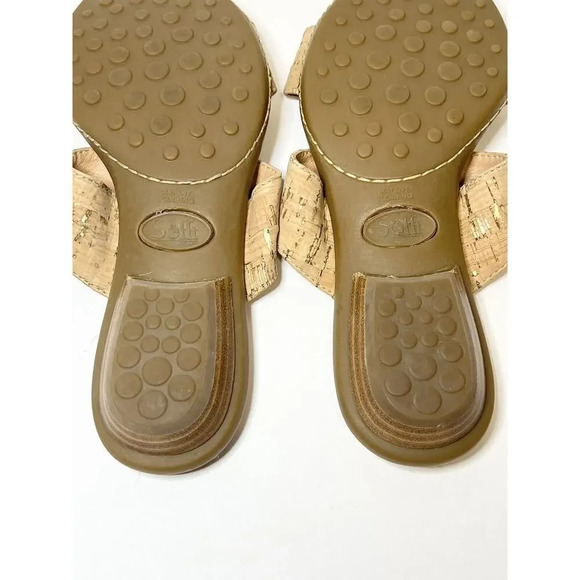 Sofft Slip On Sandals Womens 6.5 M Slide‎ Camel Brown Open Toe Gold Accents - Picture 5 of 6